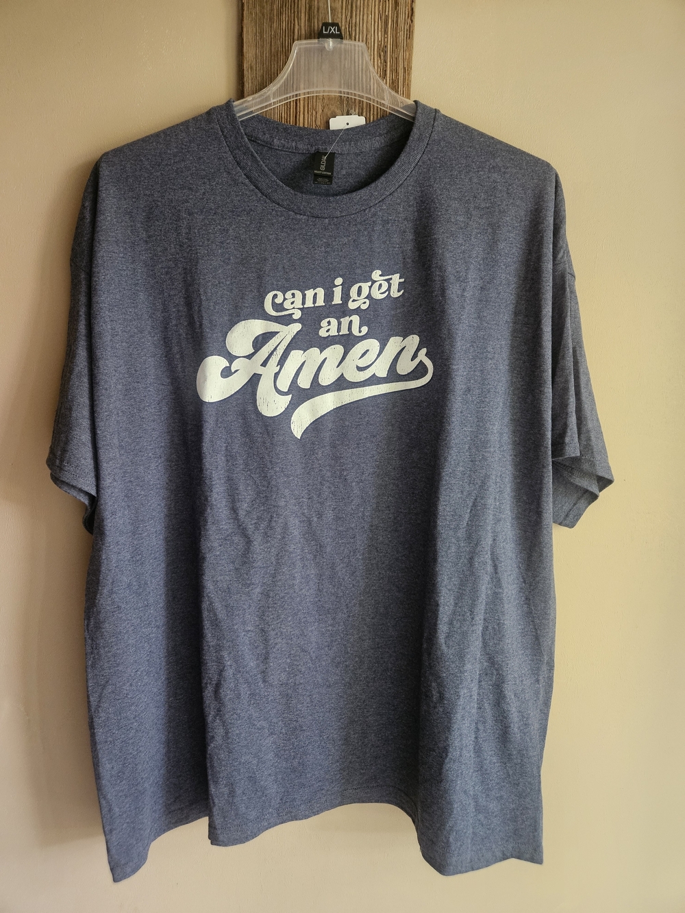 Gildan Heather Blue "Can I Get An Amen" Graphic Tee
